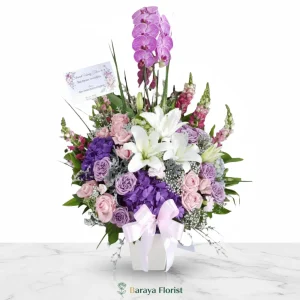 bunga meja anggrek ungu lily