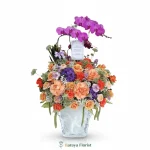 bunga meja anggrek ungu orange pink