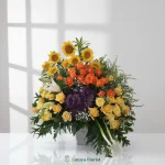 bunga meja matahari kuning oranye