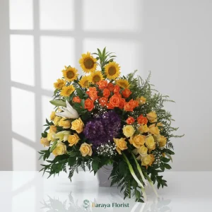 bunga meja matahari kuning oranye