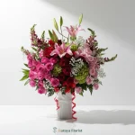 bunga meja merah pink lily