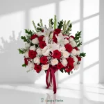 bunga meja merah putih elegan