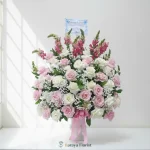 bunga meja putih pink elegan