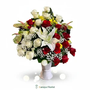 bunga meja ucapan selamat merah putih