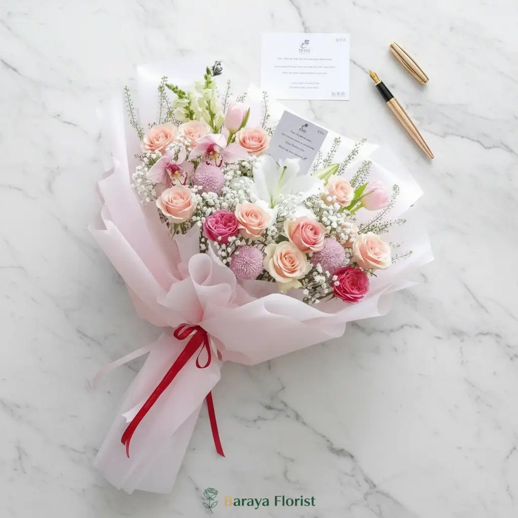 hand bouquet bunga anggrek