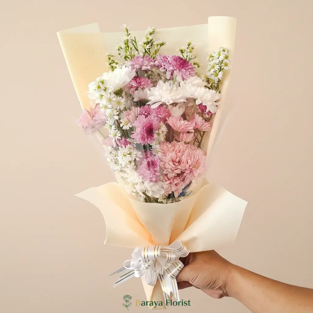 hand bouquet bunga krisan