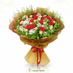 hand bouquet mawar cokelat emas romantis