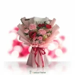 hand bouquet mawar pink elegan untuk hadiah romantis