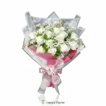 hand bouquet mawar putih elegan untuk pernikahan