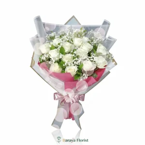 hand bouquet mawar putih elegan untuk pernikahan