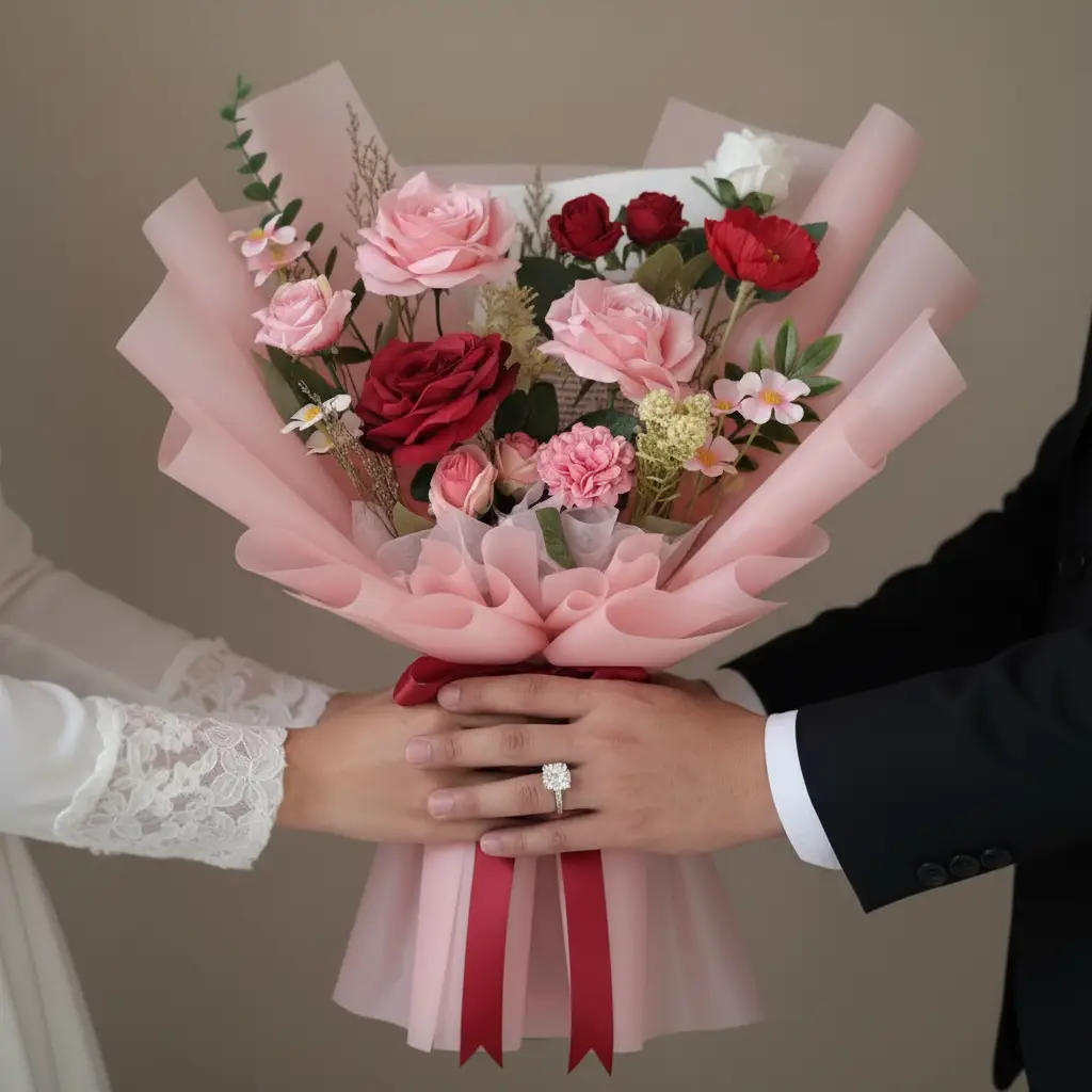 hand bouqut prewedding romantis