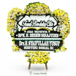 papan bunga duka cita hitam putih kuning