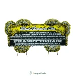 papan bunga duka cita kuning putih hitam