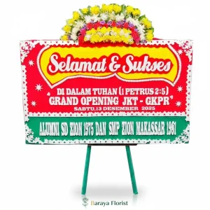 papan bunga selamat sukses merah kuning hijau