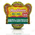 papan bunga wedding kuning merah