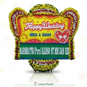 papan bunga wedding kuning merah