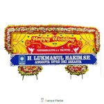 papan bunga wedding kuning panjang