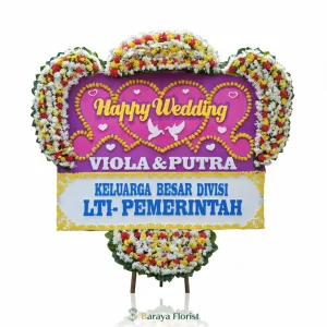 papan bunga wedding pink romantis