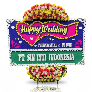 papan bunga wedding warna cerah