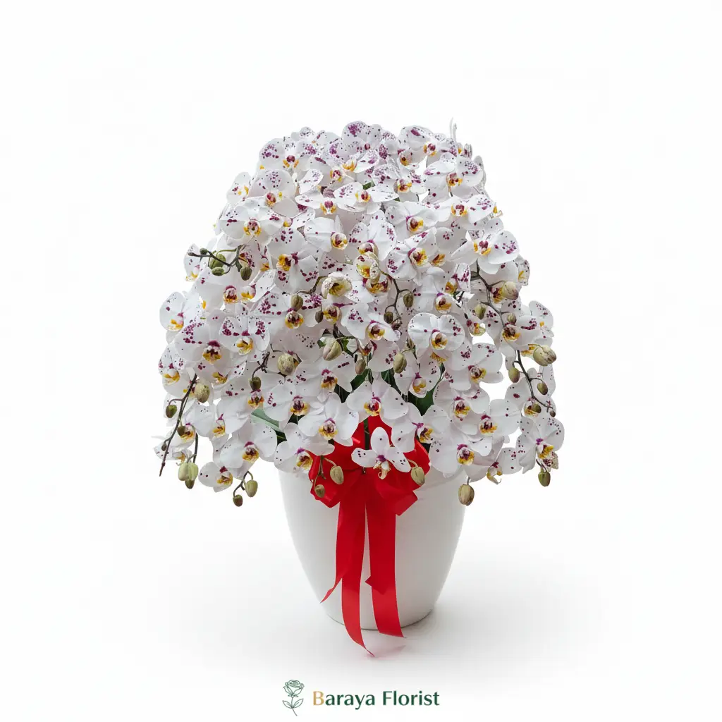 rangkaian bunga meja anggrek