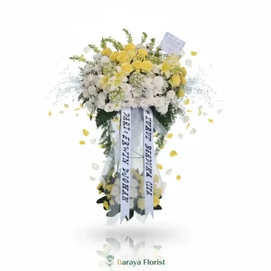standing flower duka cita putih kuning