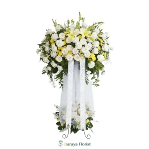 standing flower duka cita putih kuning