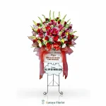 standing flower merah pink untuk grand opening