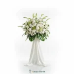 standing flower putih elegan untuk duka cita