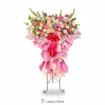 standing flower ucapan selamat pink elegan