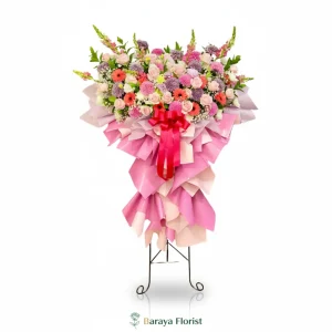 standing flower ucapan selamat pink elegan